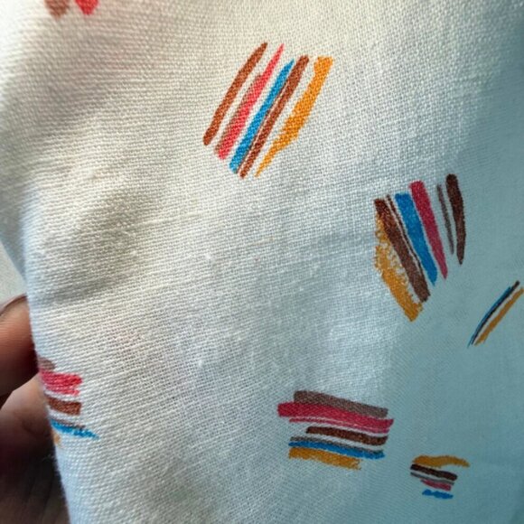 LUSH Linen Blend Abstract Print White Shorts Size M - Picture 11 of 13